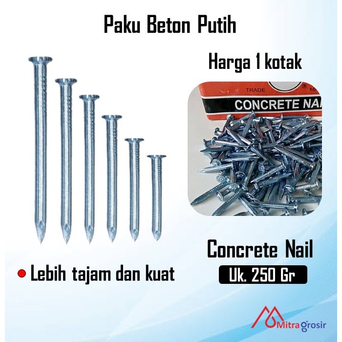 Jual 1 Kotak Paku Beton Putih 3 Cm 4 Cm 5 Cm 7 Cm 10 Cm GALVANIS