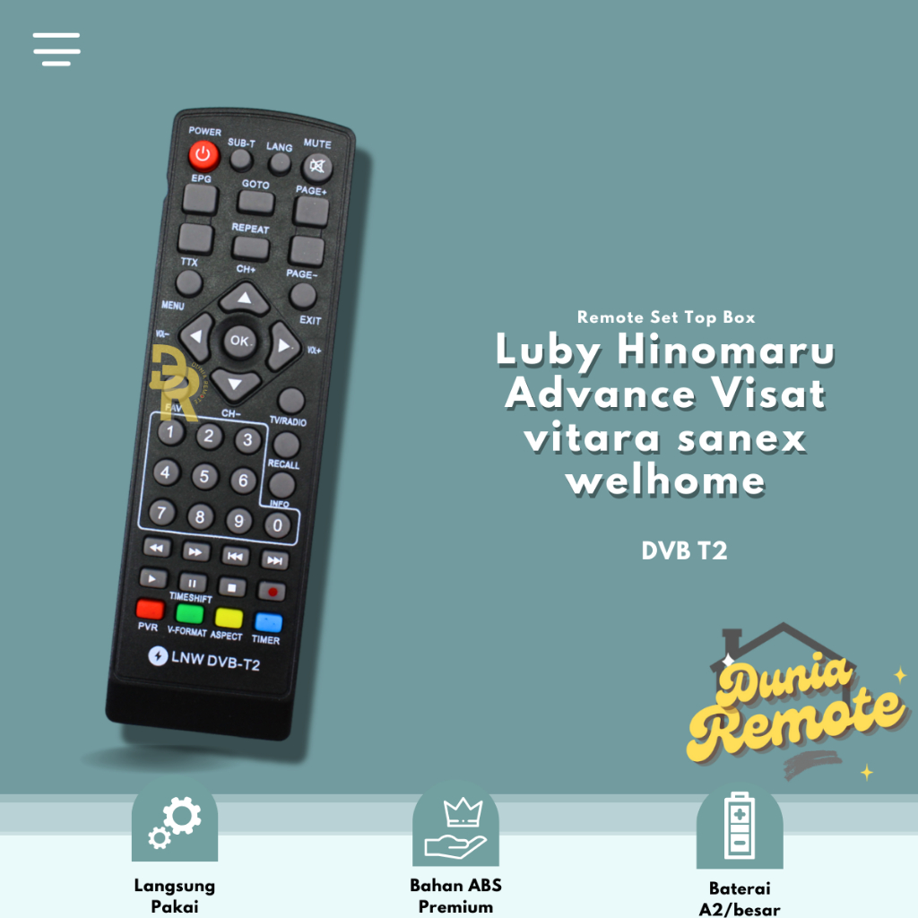 Jual Remot Remote Set Top Box Dvb T Lubby Advance Hinomaru Sanex