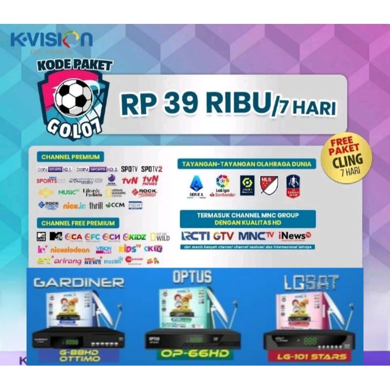 Jual Paket GOL 07 Kvision Gardiner Optus LG Sat Dekoder Gol Cling Mnc K