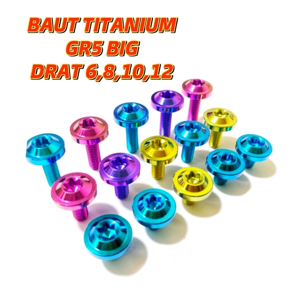 Jual BAUT TITANIUM GR5 M4 M5 M6 M8 DRAT 6 8 10 12 14 MODEL PAYUNG BIG