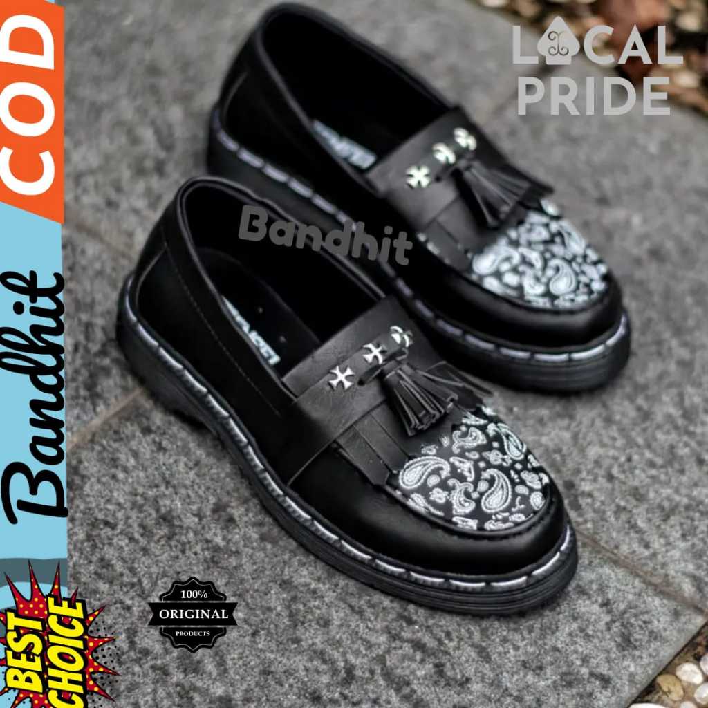 Jual Sepatu Loafers Skena Pria Formal Casual Docmart Paisley Spike Slip