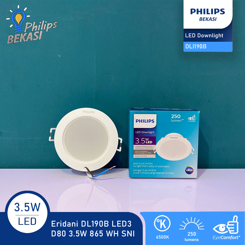 Jual Lampu Philips Downlight Eridani DL190B LED3 D80 3 5W 865 WH SNI