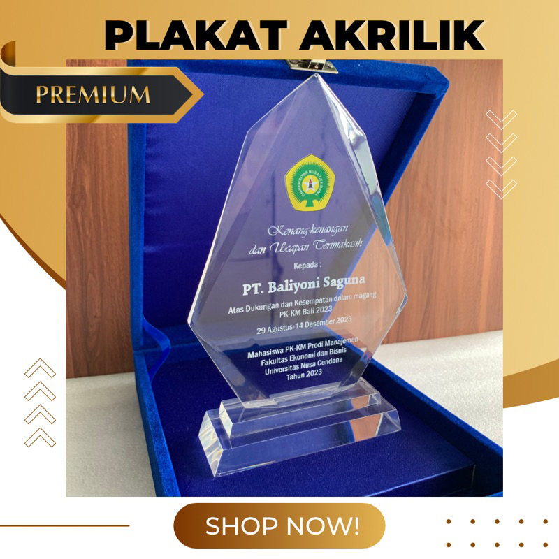 Jual PREMIUM PRODUK Plakat Akrilik Tebal 8mili Box Plakat Piala