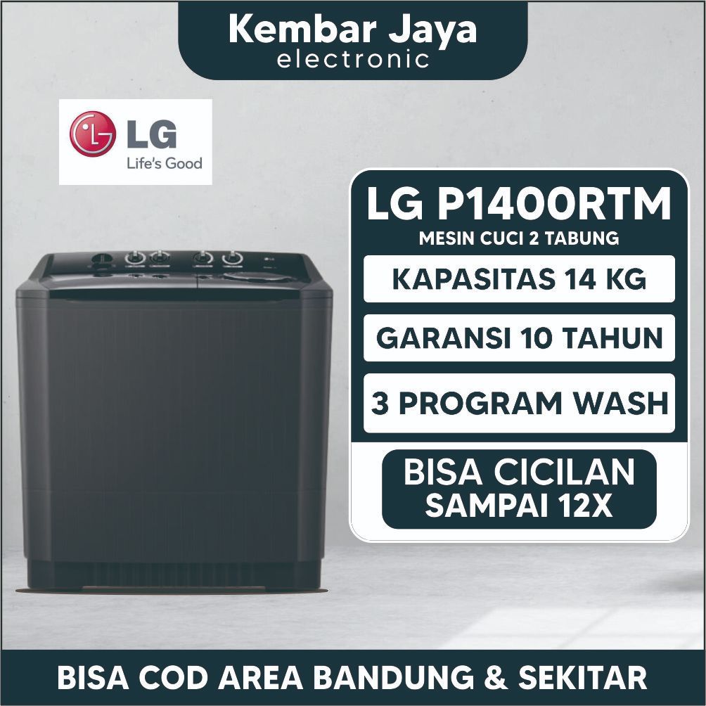 Jual LG Mesin Cuci 2 Tabung 14KG Semi Auto Washer P1400RTM Shopee