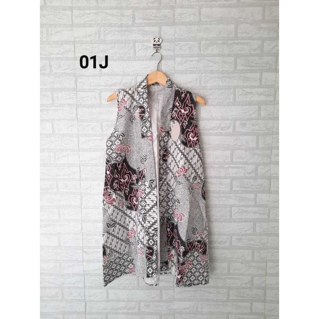 Jual Cardigan Batik Atasan Wanita Vest Rompi Batik Katun Warna