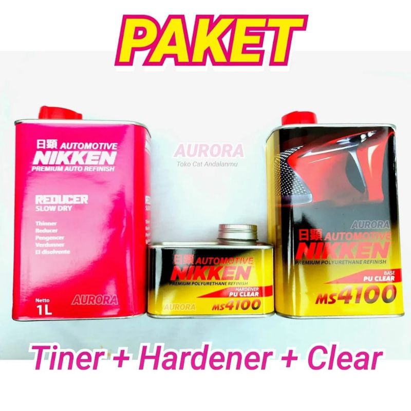 Jual PAKET Cat NIKKEN Clear PU MS 4100 Hardener Anti Gores Dan Tiner