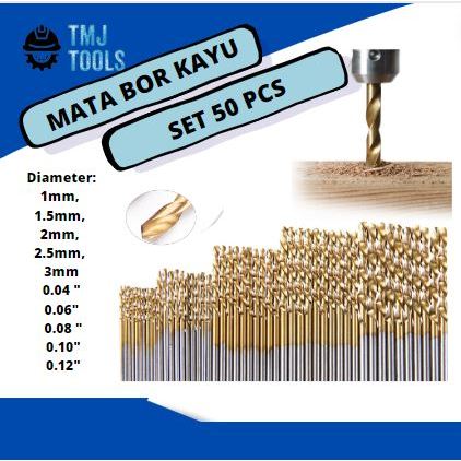 Jual Mata Bor Kayu Set 50 Pcs Power Drill Bits Titanium Coated 50 PCS