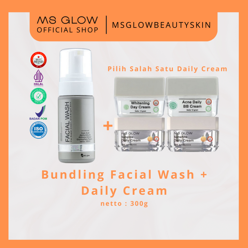 Jual MS Glow Bundling Facial Wash Daily Cream Shopee Indonesia