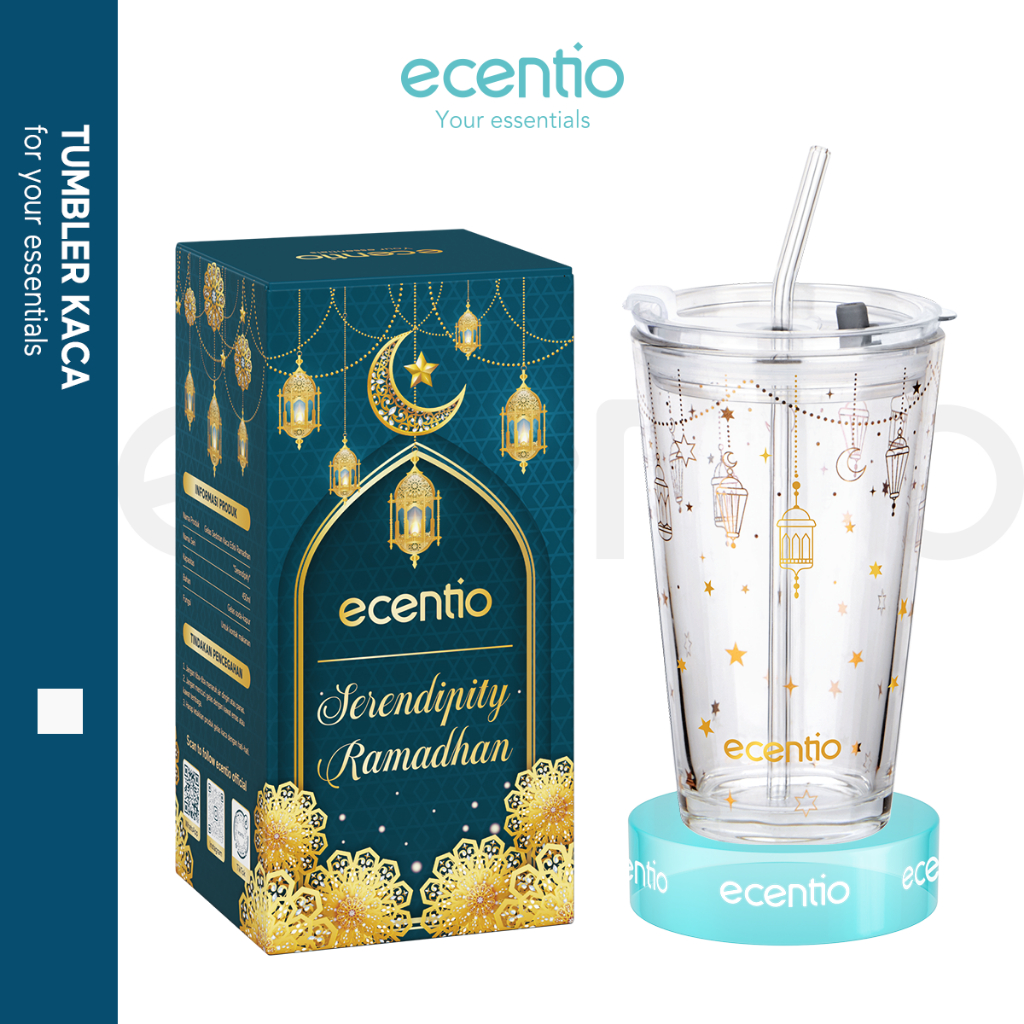 Jual Ecentio Tumbler Kaca Ramadhan Ml Botol Air Tempat Minum Kaca