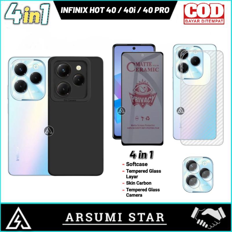 Jual Softcase INFINIX HOT 40 HOT 40i HOT 40 PRO Paket 4in1 Softcase