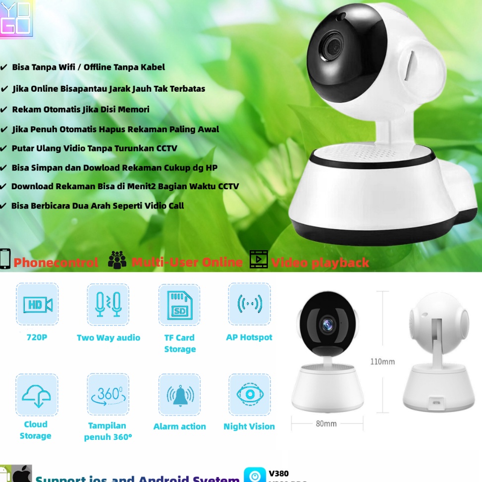 Jual SENSASIONAL V38 PRO FULL HD 4PM Camera WIFI CCTV Smart Wifi Kamera