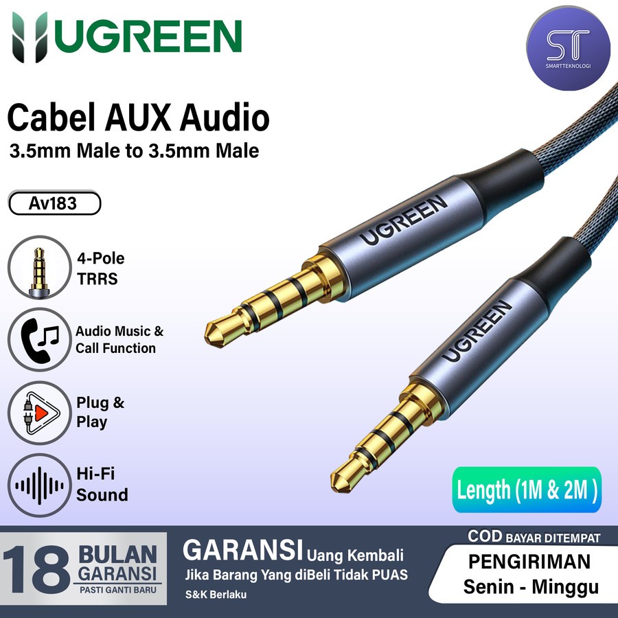 Jual Ugreen Kabel Aux Audio Jack Mm Male M Gold Cable Trrs Meter