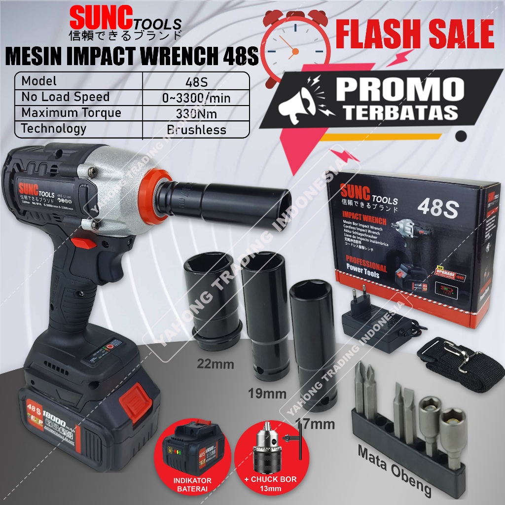 Jual Mesin Impact Baterai Cordless Impact Wrench Brushless S Sunc