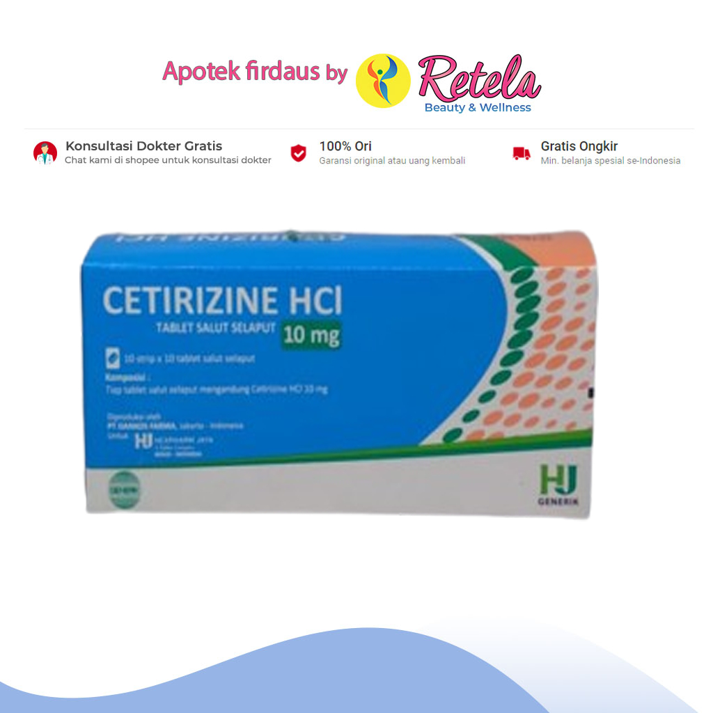 Jual CETIRIZINE 10MG 1 STRIP 10 TABLET Hexpharm HJ Shopee Indonesia