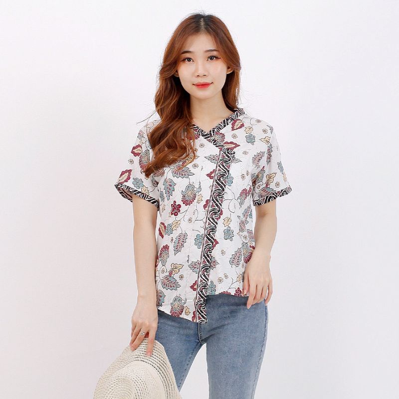 Jual ATASAN BLOUSE BATIK WANITA A019 634 BAHAN BATIK STRETCH BISA