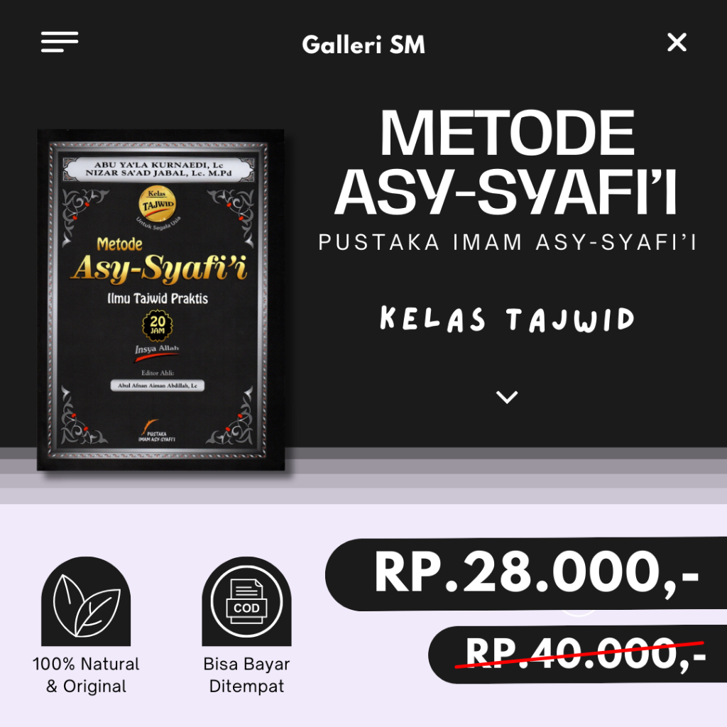 Jual Metode Asy Syafii Ilmu Tajwid Praktis Buku Islam Belajar Quran