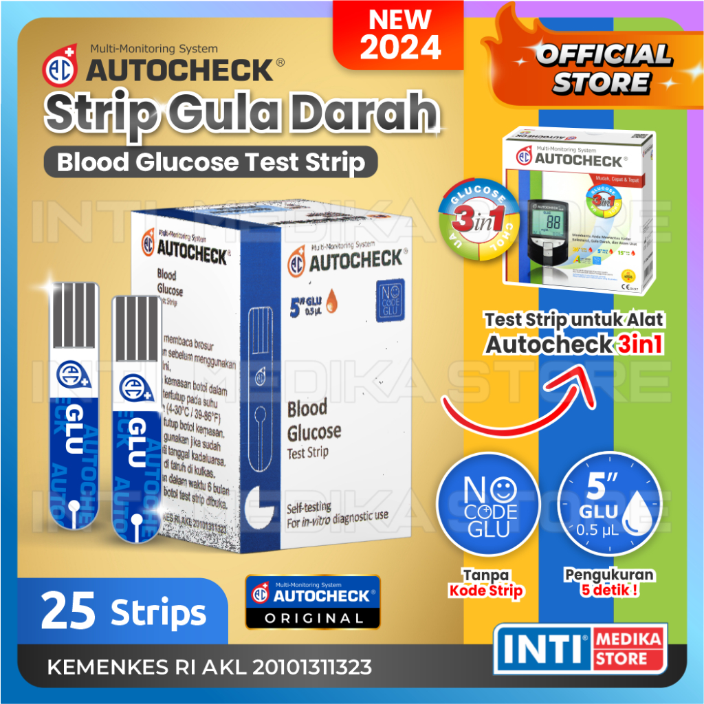 Jual AUTOCHECK Strip Gula Darah Isi 25 Pcs Refill Glucose Test