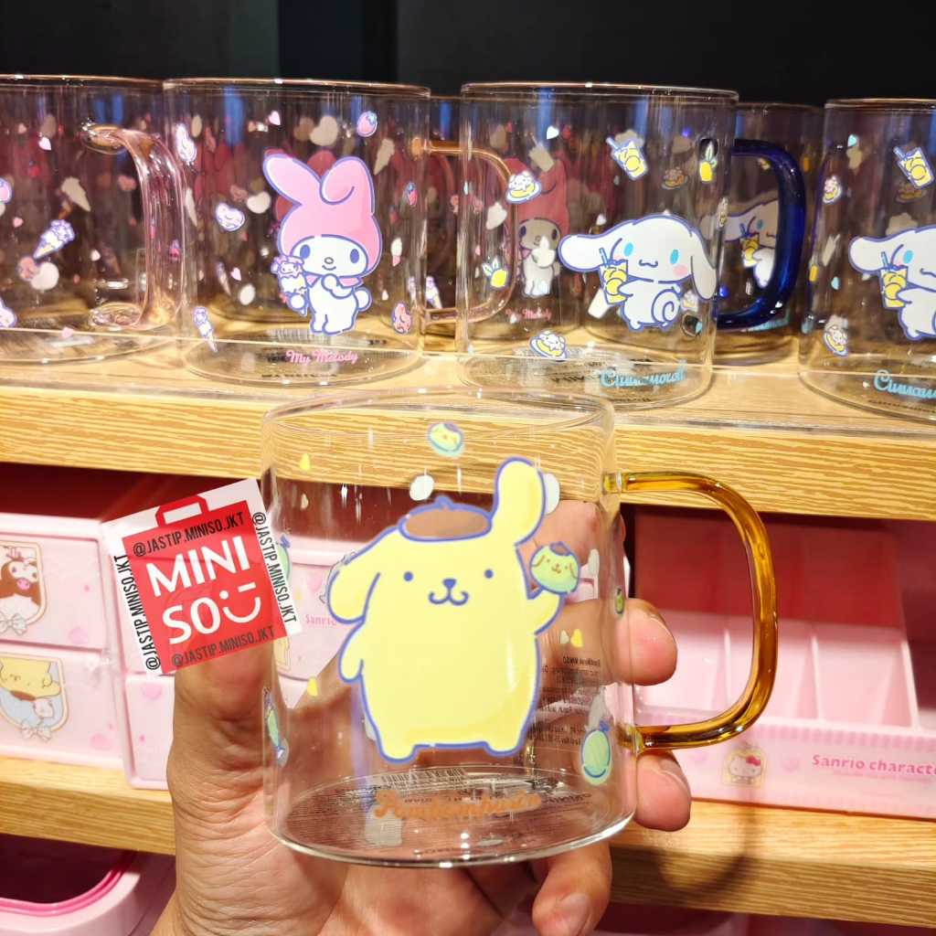 Jual Miniso X Sanrio Gelas Kaca Kuromi Cinnamoroll Pochacco