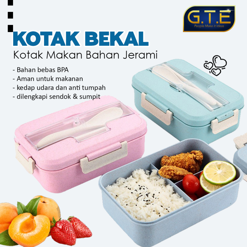 Jual Lunch Box Set Kotak Bekal Makan Jerami Gandum Kotak Makan Anti