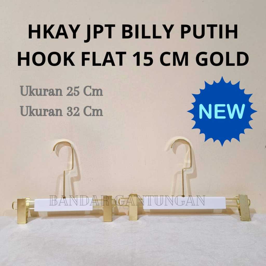 Jual Hanger Jepit Celana Kayu Putih Cantolan Flat Gold Jepitan Besi