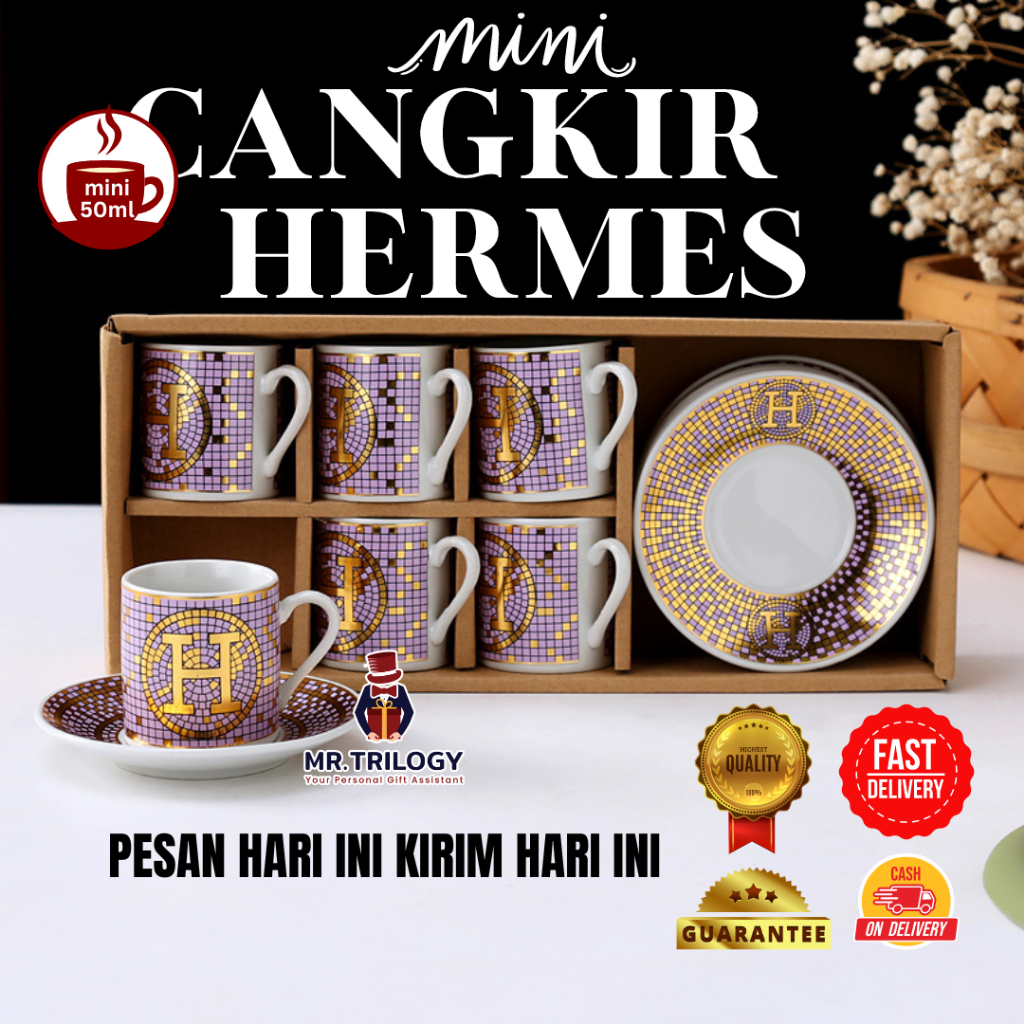 Jual Hampers Cangkir Set Keramik Tatakan MERK SERIES Souvenir Mug Gelas