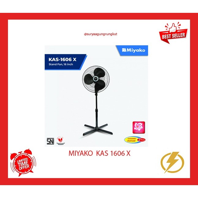 Jual KIPAS ANGIN BERDIRI STAND FAN MIYAKO 16 INCH 50 WATT KAS 1606