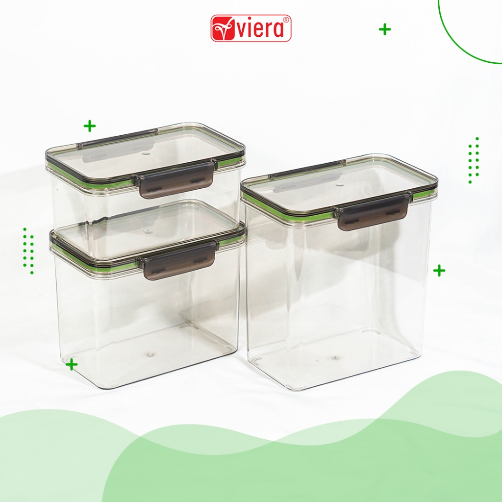 Jual Viera Rectangular Plastic Canister Kotak Toples Bening Kontainer