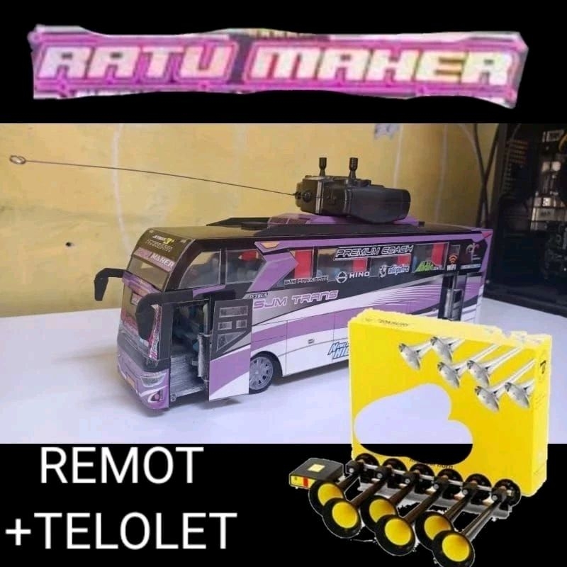 Jual Miniatur Bus Sjm Trans Ratu Maher Full Spek Buka Tutup Remot