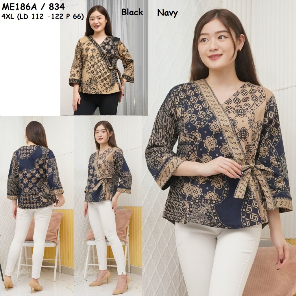 Jual Blouse Batik Wanita Tangan Panjang Reg Jumbo Me A Shopee