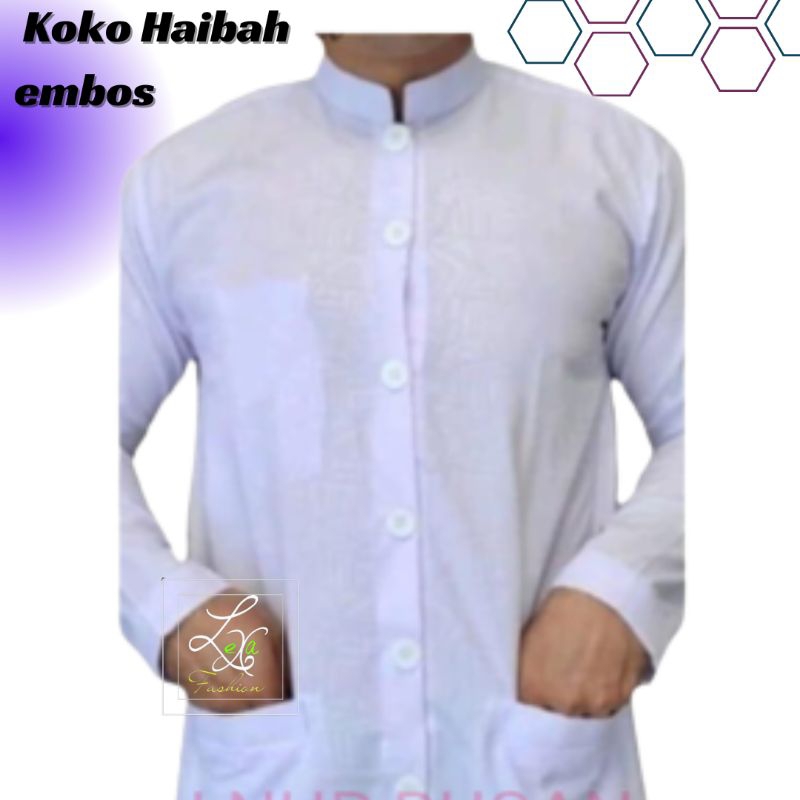 Jual Baju Koko Haibah Emboss Model Amu Terkini Muslim Lengan Panjang