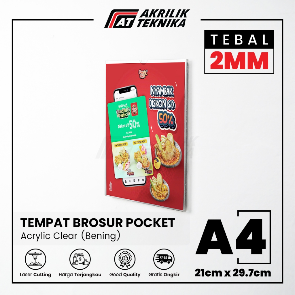 Jual Akrilik Tempat Brosur Pocket Frame Menu Ukuran A4 Shopee Indonesia