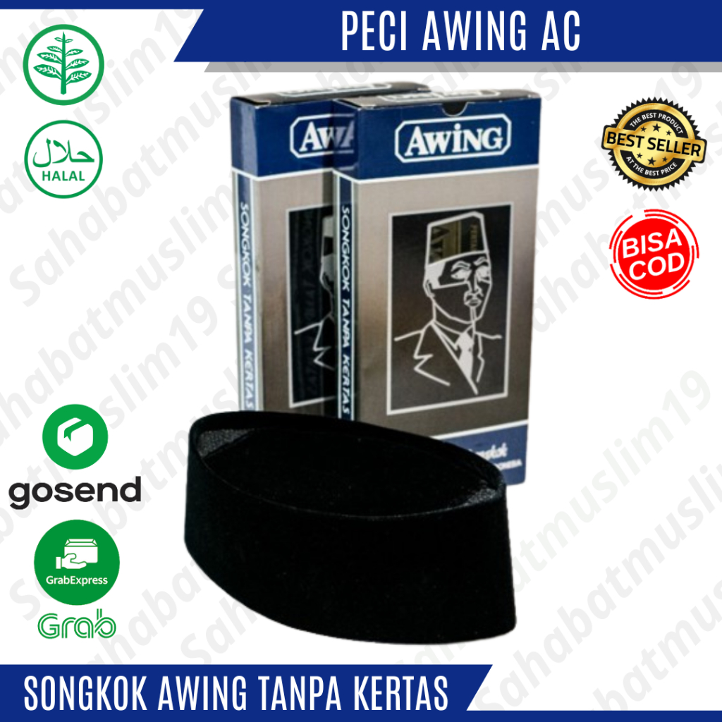 Jual Peci Awing AC Hitam Original Songkok Tanpa Kertas Songkok Awing