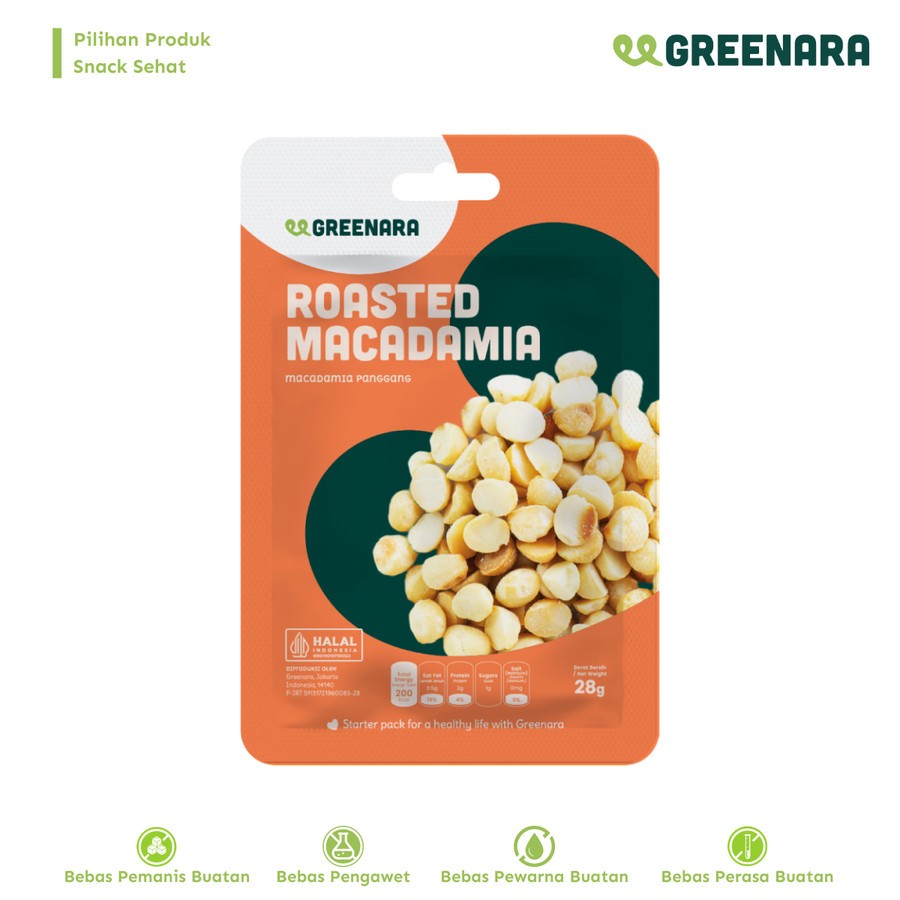 Jual Greenara One Serving Roasted Macadamia G Kacang Macadamia