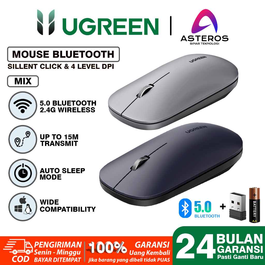 Jual Ugreen Mouse Wireless Silent Klik Dual Koneksi Bluetooth Dongle