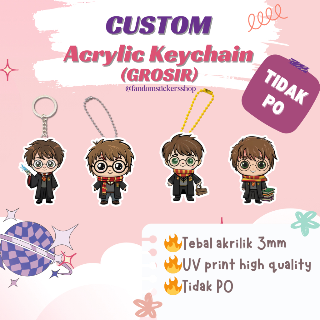 Jual Min 100pcs Custom Gantungan Kunci Acrylic Keychain Ganci