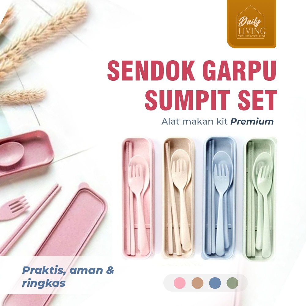 Jual Daily Cutlery Set Sendok Garpu Sumpit Set Portable Shopee