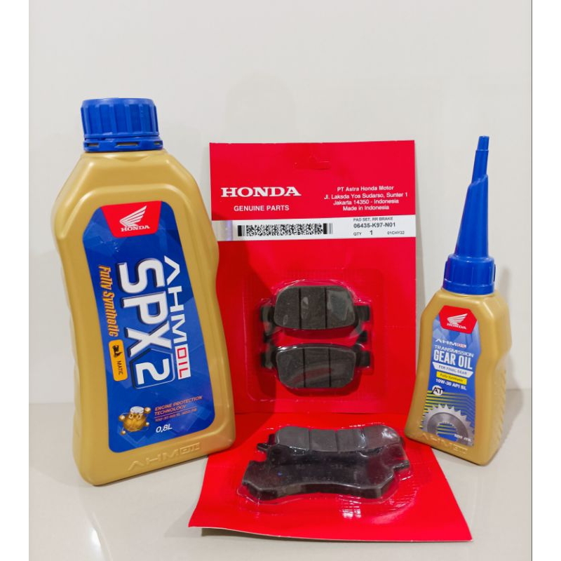 Jual PAKET HEMAT OLI SPX2 ORIGINAL AHM GEAR 1 SET KAMPAS REM HONDA