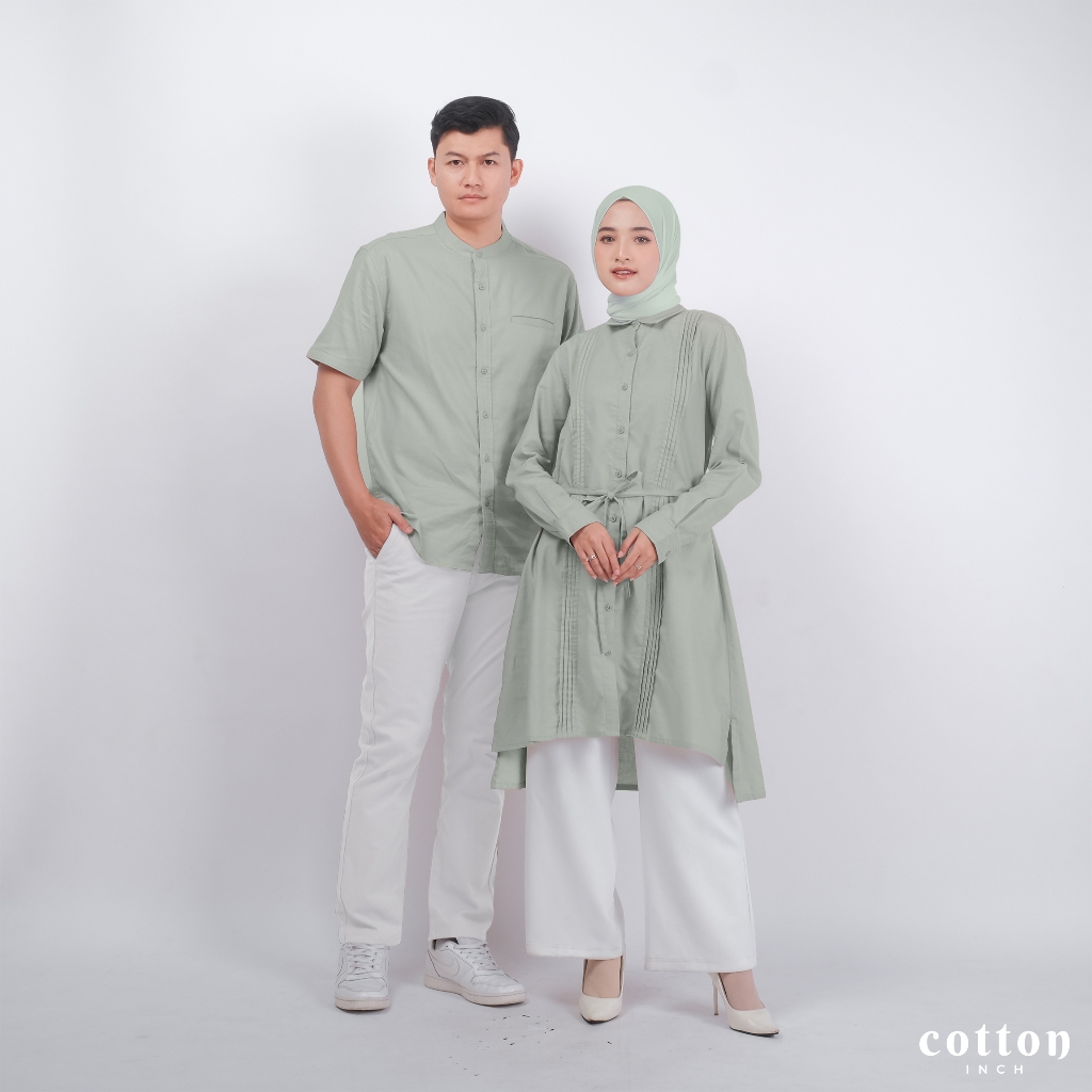 Jual Cotton Inch Safiya Sarimbit Hari Raya Baju Lebaran Kemeja Koko