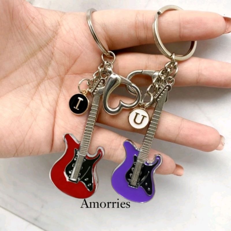 Jual Gantungan Kunci Gitar Charm Couple Keychain Guitar Unik Besar Dan