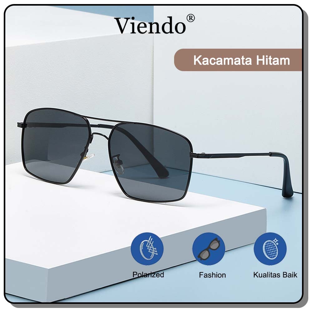 Jual Viendo Frame Kacamata Hitam Polarized Pria Cowok Wanita Retro