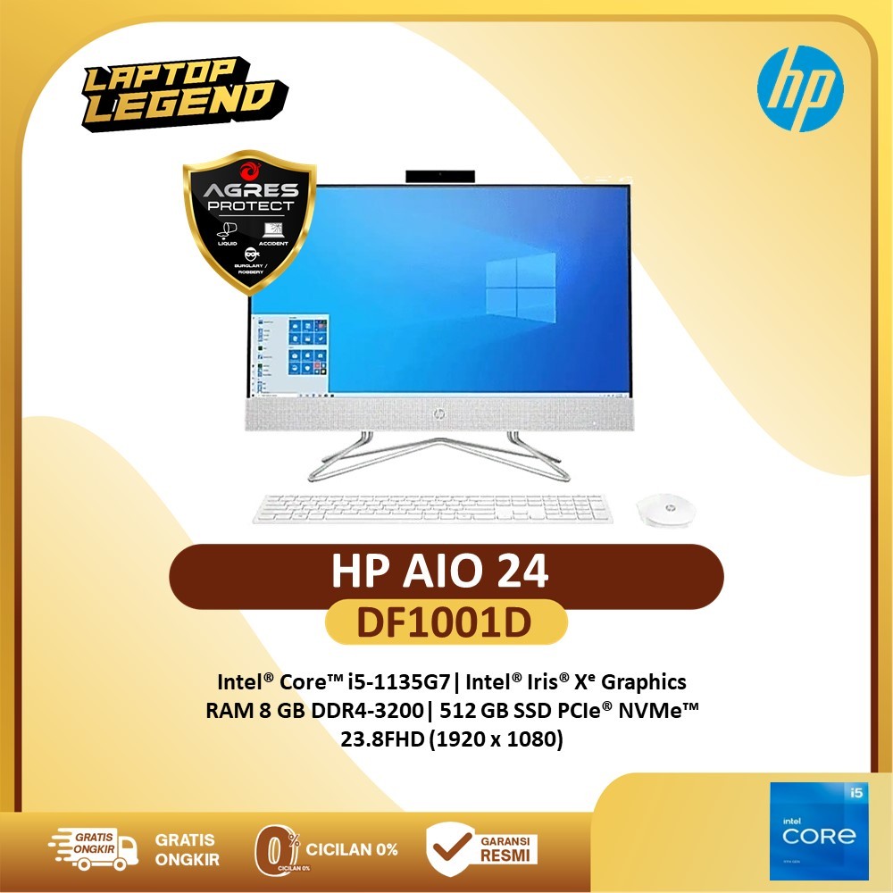 Jual HP AIO 24 DF1000D DF1001D I5 1135G7 8GB 512GB W11 OHS 23 8FHD IPS