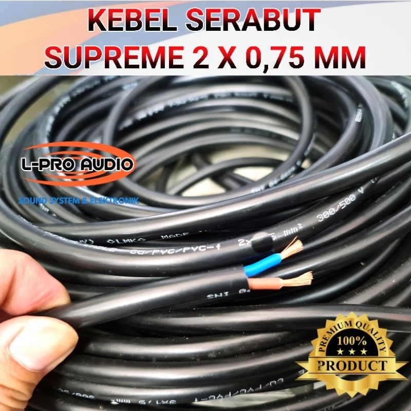 Jual Kabel Serabut 2x0 75 SUPREME NYMHY 2x0 75mm Tembaga Eceran Harga