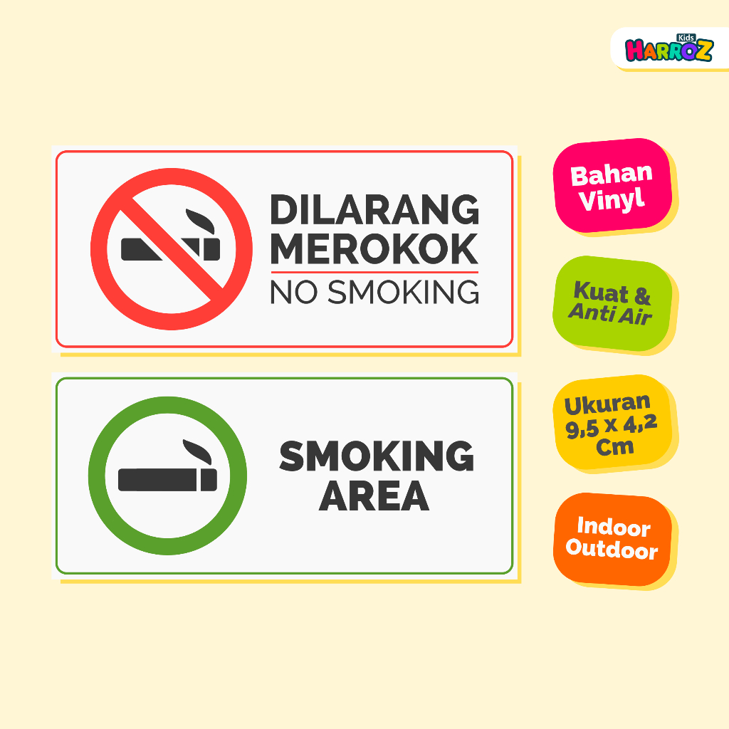 Jual Sticker No Smoking Stiker Dilarang Merokok Vinyl Kuat Anti Air