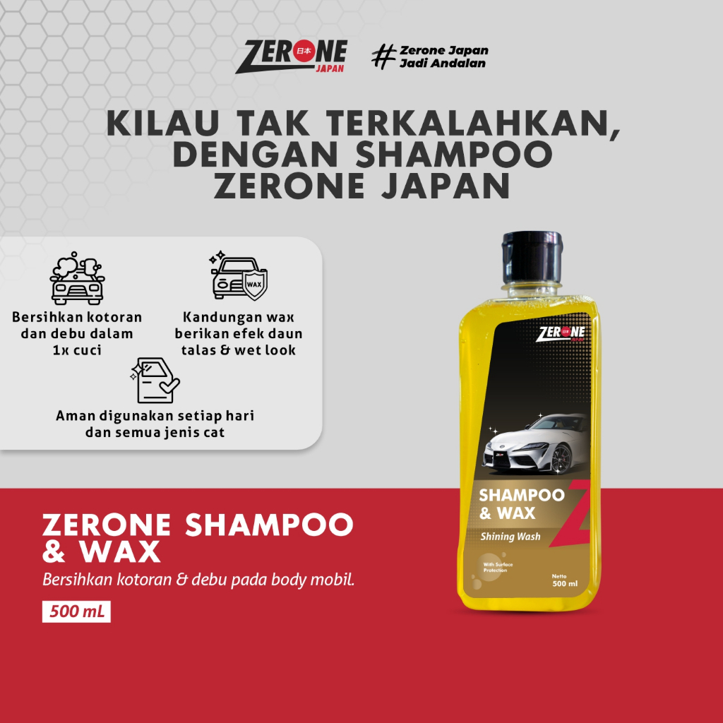 Jual Zerone Japan Shampoo And Wax 500 ML Sabun Cuci Motor Dan Mobil