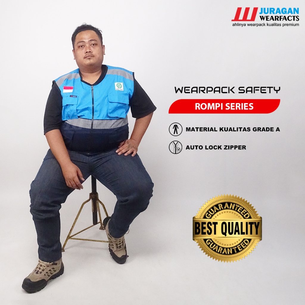 Jual Juragan Wearfacts JUMBO Rompi Safety Warna Tosca Kombinasi Navy