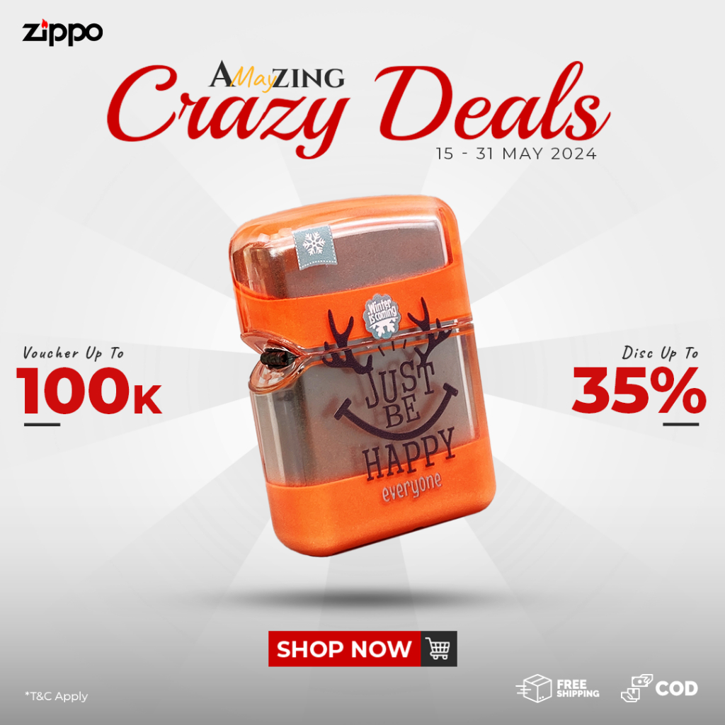 Jual Korek Api Zippo Luminous Smile Orange Shopee Indonesia