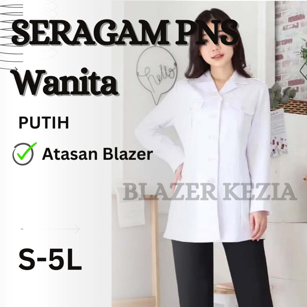 Jual Premium Blazer Atasan Seragam Pns Asn Pemda Pdh Putih Kantong