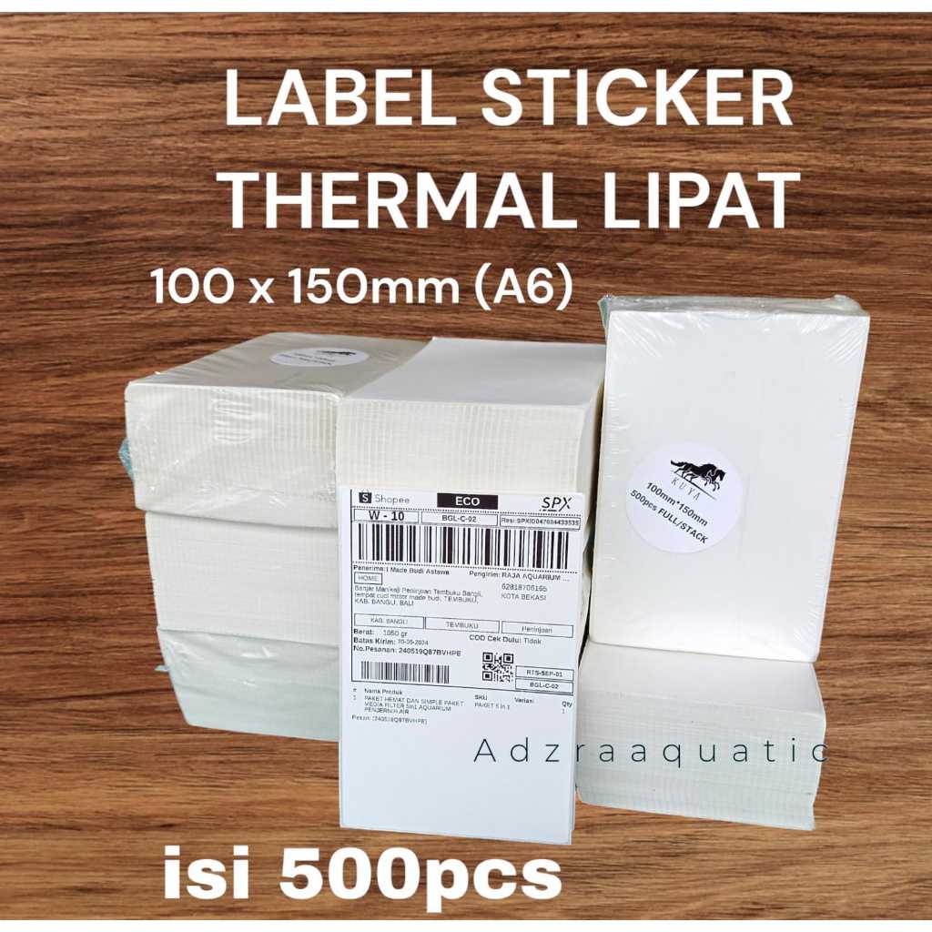 Jual KERTAS STICKER LABEL THERMAL LIPAT 100mm X150mm BARCODE A6 KERTAS