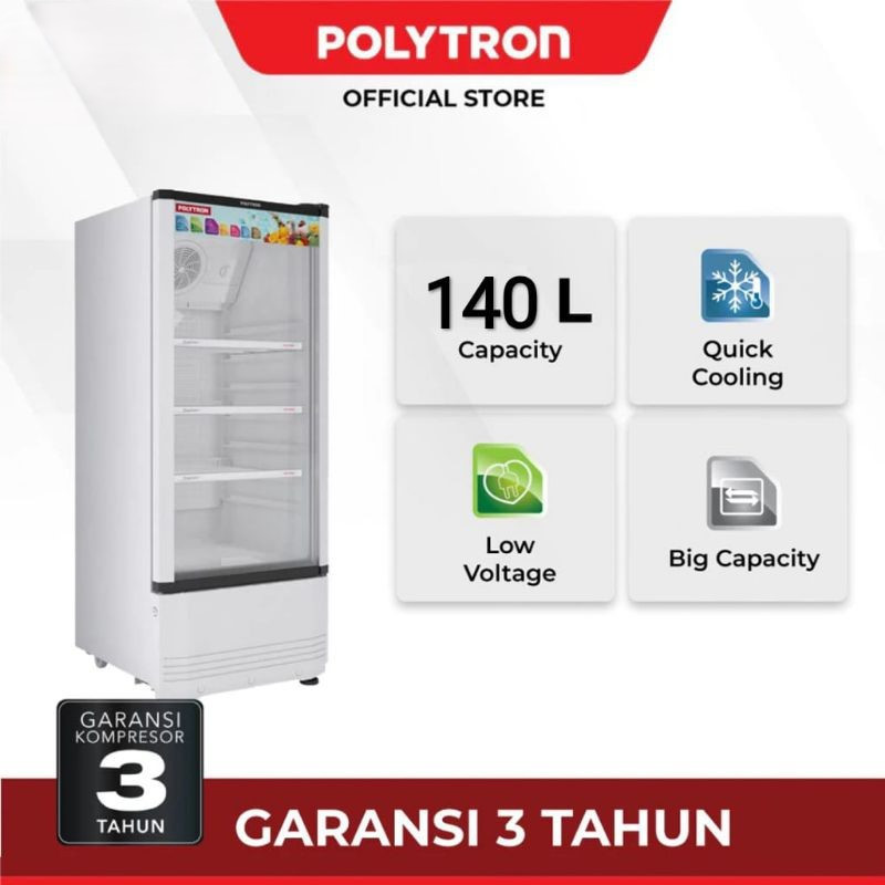 Jual POLYTRON Showcase 140 Liter 3 Rak Lemari Pendingin SCN 140 X