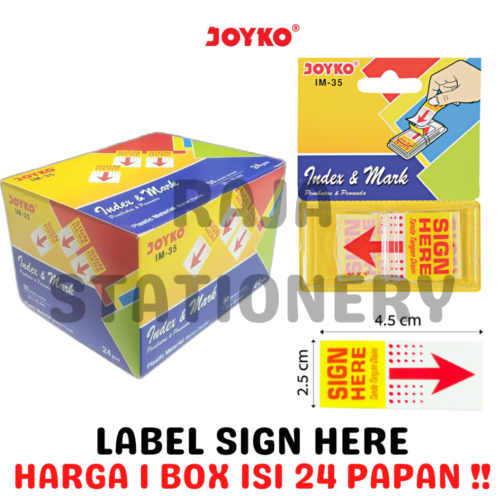 Jual Joyko Sign Here Label Memo Stick Joyko Memo Tanda Tangan Disini